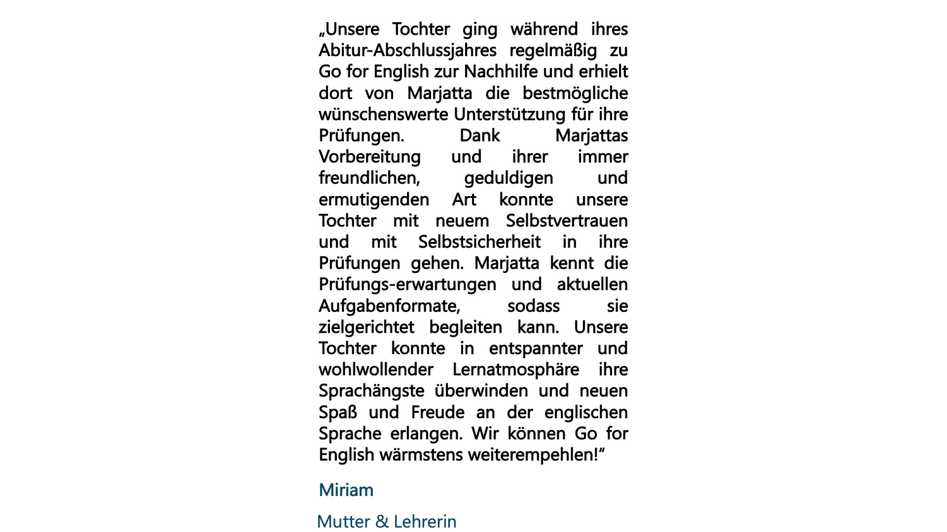 Rezension Miriam Mutter & Lehrerin