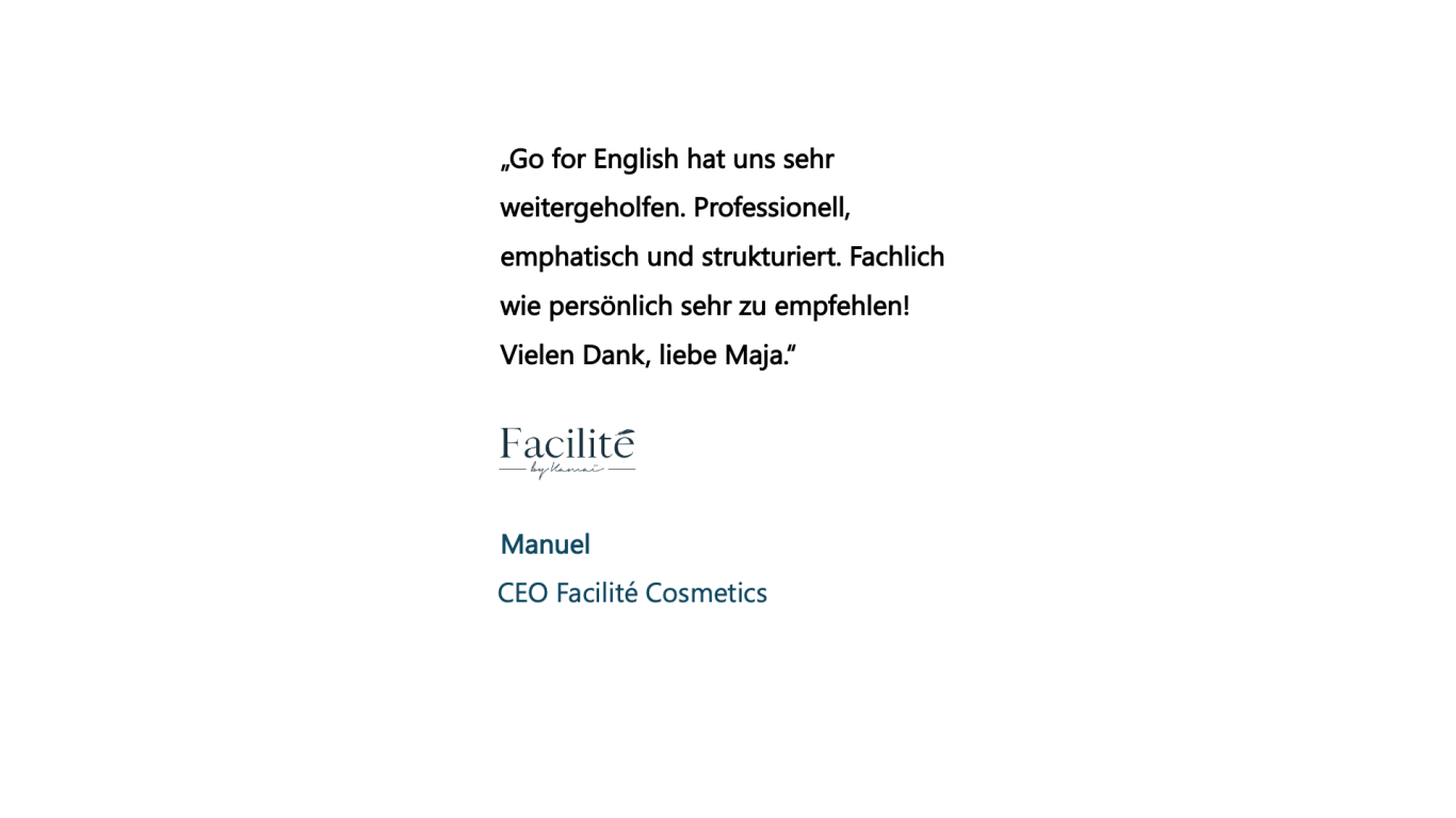 Rezension von Manuel
CEO Facilité Cosmetics